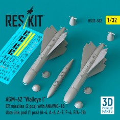 1/32 AGM-62 Walleye I ER Missiles (2pcs) with AN/AWG-16 Data Link Pod (1pc)