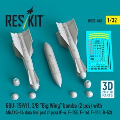 1/32 F-4/F-15E/B-52 GBU-15(V)1/2/B Big Wing Bombs (2pcs) w/AN/AXQ-14 Data Link Pod