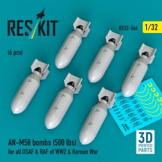 1/32 WWII/Korean War USAF/RAF AN-M58 Bombs 500lbs (6pcs)