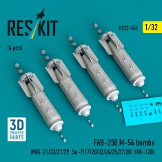 1/32 FAB-250 M-54 Bombs (4pcs) for MiG-21/23/27/29/Su-7/17/20/22/24/25/27/30/ YAK-130