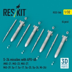 1/32 S-24 Missiles with APU-68 (4pcs) for MiG-21/23/27/29, Su-7/17/25/24, Mi-24