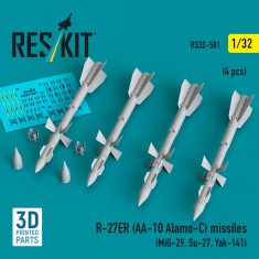1/32 R-27ER (AA-10 Alamo-C) Missiles (4pcs) for MiG-29/Su-27/Yak-141