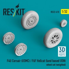 1/32 USMC F4U Corsair/US Navy F6F Hellcat Land-Based Weighted Wheels