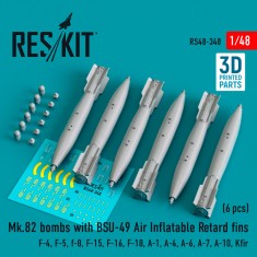 1/48 Mk.82 Bombs w/BSU-49 Air Inflatable Retard Fins (4pcs) for Eduard/Fujimi