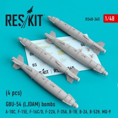 1/48 GBU-54 LJDAM Bombs (4pcs) for A-10C, F-15E, F-16C/D/22A/35A, B-1B/2A/52H, MQ-9