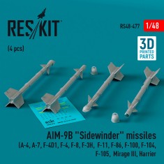 1/48 AIM-9B Sidewinder Missiles for A-4/ A-7/ F-4D1/ F-4/ F-8/ F-3H/ F-11/ F-86/F-100