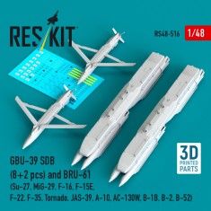 1/48 GBU-39 SDB (8pcs) and BRU-61 (2pcs) for Su-27, MiG-29, F-16, F-15E, F-22, F-35 more