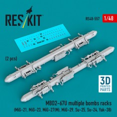 1/48 MBD2-67U Multiple Bombs Racks (2pcs) for MiG-21/23/27(M)/29/Su-25/24/Yak-38