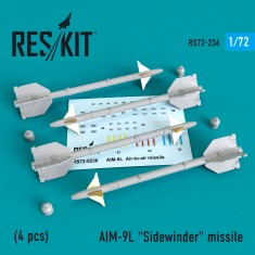 1/72 AIM-9L "Sidewinder" Missile (4pcs) for F-4/5/15/16/18/22/111/Harrier/Tornado