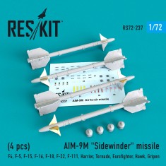 1/72 AIM-9M "Sidewinder" Missile (4pcs) for F-4/5/15/16/18/22/111/Harrier/Tornado