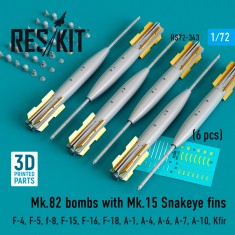 1/72 Mk.82 Bombs w/Mk.15 Snakeye Fins (4pcs) for Airfix/FineMolds
