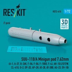 1/72 SUU-11B/A MiniGun Pod 7.62mm for A-1/37, B-26K, F-84/86/100D/4J, AH-1G/J/S/T/W