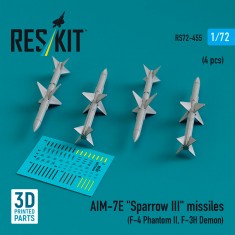 1/72 AIM-7E Sparrow III Missiles (4pcs) for F-4 Phantom II, F-3H Demon