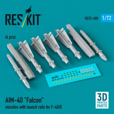 1/72 AIM-4D Falcon Missiles with Launch Rails for F-4D/E (4pcs)