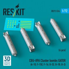 1/72 CBU-89A Cluster Bombs GATOR (4pcs) for A-10, F-15E, F-16, B-52, B-1B, B-2