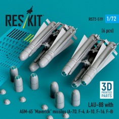 1/72 AGM-65 Maverick Missiles (6pcs) with LAU-88 (2pcs) for A-10, F-16, F-8