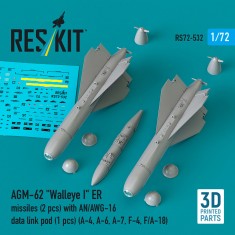 1/72 AGM-62 Walleye I ER Missiles (2pcs) with AN/AWG-16 Data Link Pod (1pc)