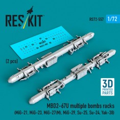 1/72 MBD2-67U Multiple Bombs Racks (2pcs) for MiG-21/23/27(M)/29/Su-25/24/Yak-38