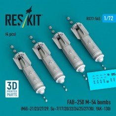 1/72 FAB-250 M-54 Bombs (4pcs) for MiG-21/23/27/29/Su-7/17/20/22/24/25/27/30/ YAK-130