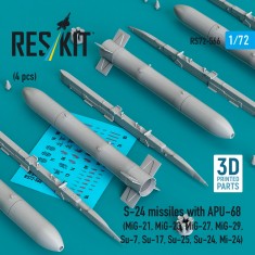 1/72 S-24 Missiles with APU-68 (4pcs) for MiG-21/23/27/29, Su-7/17/25/24, Mi-24