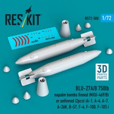 1/72 BLU-27A/B 750lb Napalm Bombs Finned (MXU-469/B)/Unfinned (2pcs)