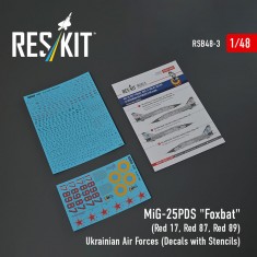 1/48 Ukrainian AF MiG-25PDS Foxbat (Red 17/Red 87/Red 89) Decals with Stencils