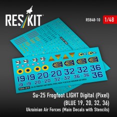 1/48 Su-25 Frogfoot Light Digital Ukrainian AF Decals w/Stencils
