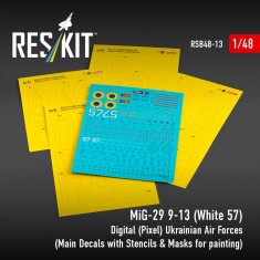 1/48 MiG-29 (White 57) Digital Ukrainian AF Decals w/Masks