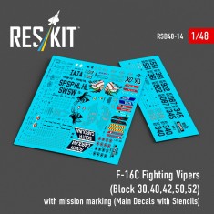 1/48 F-16C Fighting Vipers Block 30/40/42/50/52 Mission Marking Decal Set