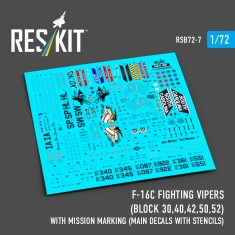 1/72 F-16C Fighting Vipers Block 30/40/42/50/52 Mission Marking Decal Set