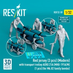 1/32 Red Jersey (3) w/Aero 21A Trolley (1) for Mk.82 Bombs