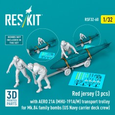 1/32 US Navy Red Jerseys with AERO 21A Mk.84 Bomb Trolley Crew Set (3pcs)
