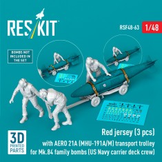 1/48 US Navy Red Jerseys with AERO 21A Mk.84 Bomb Trolley Crew Set (3pcs)