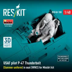 1/48 WWII USAF Pilot P-47 Thunderbolt (Summer uniform) in Seat for MiniArt kit