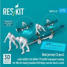 1/72 US Navy Red Jerseys with AERO 21A Mk.84 Bomb Trolley Crew Set (3pcs)