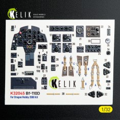 1/32 Bf-110D Interior Details on 3D Decal for Dragon/Hobby 2000 kit