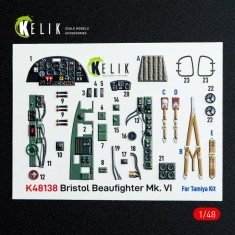 1/48 Bristol Beaufighter Mk.VI Interior Details on 3D Decal for Tamiya kit