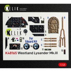 1/48 Westland Lysander Mk.III Interior 3D Decals for Eduard kit
