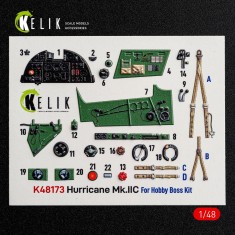 1/48 Hurricane Mk.IIC Interior 3D Decal Set for HobbyBoss Kit