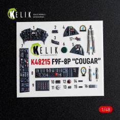 1/48 Grumman F9F-8P Cougar Interior 3D Decal for Kitty Hawk/Zimi Model Kit
