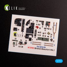 1/72 Bristol Beaufort Mk.1 Interior 3D Decals for Airfix kit