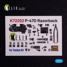 1/72 P-47D Razorback Interior 3D Decals for Tamiya kit
