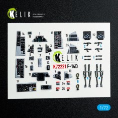 1/72 F-14D Super Tomcat Interior Details on 3D Decal for Academy kit