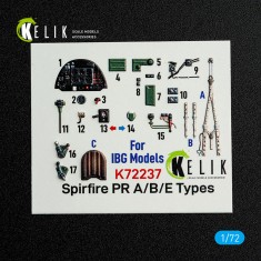 1/72 Spitfire PR A/B/E Types Interior 3D Decals for IBG Models kit