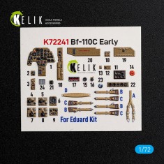 1/72 Bf 110C Early Interior 3D Decal Set for Eduard Kit