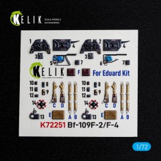 1/72 Bf 109F-2/F-4 Interior 3D Decal Set for Eduard Kit