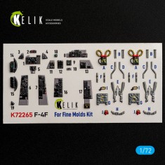 1/72 F-4F Phantom II Interior 3D Decal Set for FineMolds Kit
