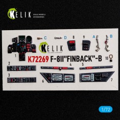 1/72 F-8IIB Finback-B Interior 3D Decal Set for Trumpeter Kit