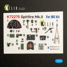 1/72 Spitfire Mk.II Interior 3D Decal Set for IBG Kit