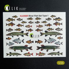1/35 River Fish set Type 1 (3D Decal for dioramas)